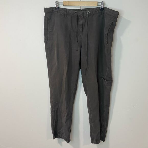 Eileen Fisher Women's Pants Cargo Baggy Linen Blend Dark Green Lagenlook Large - Picture 1 of 10